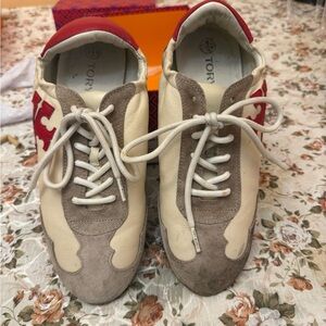 Tory Burch Cream and Berry Sneakers